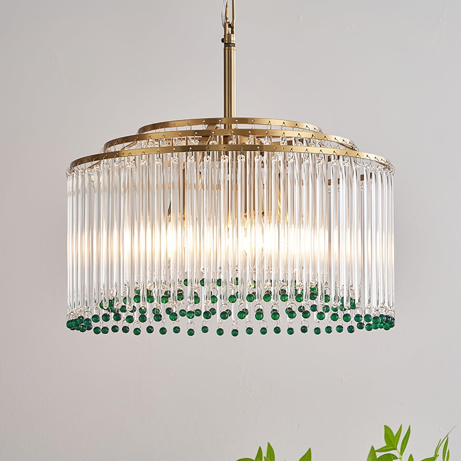 Elegant Casandra Glass and Metal Chandelier Lighting with Gold and Green Finishes