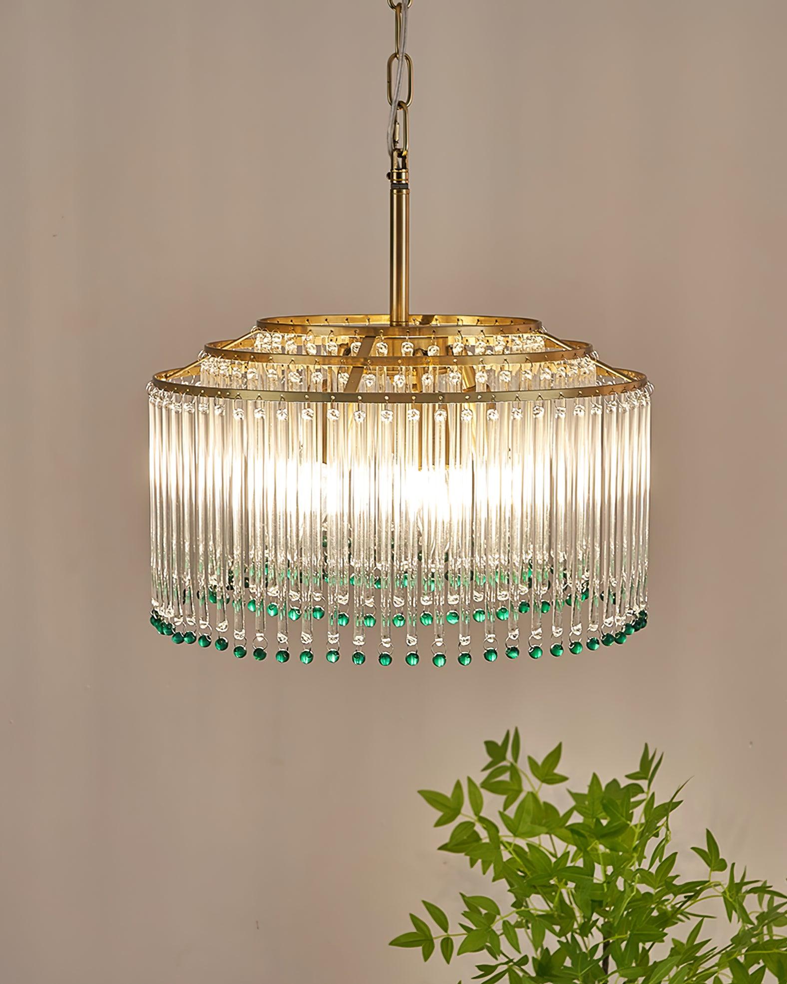 Elegant Casandra Glass and Metal Chandelier Lighting with Gold and Green Finishes