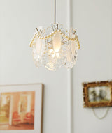 Elegant Clear Floral Textured Glass Pendant Light for Transitional and Modern Homes