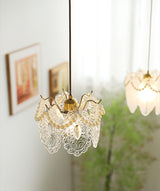 Elegant Clear Floral Textured Glass Pendant Light for Transitional and Modern Homes