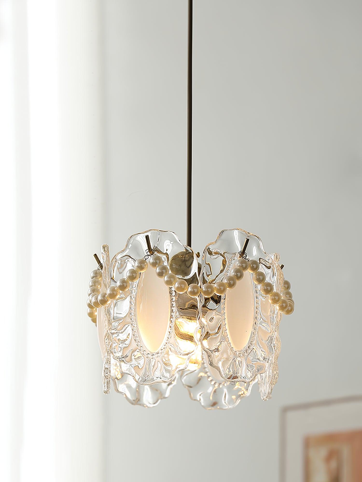 Elegant Clear Floral Textured Glass Pendant Light for Transitional and Modern Homes