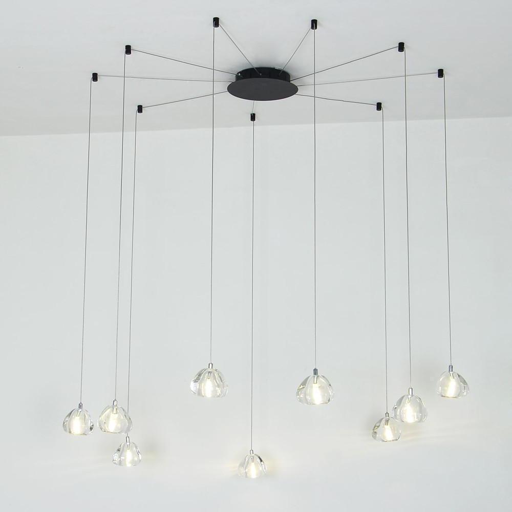 Elegant Cluster Raindrop LED Chandelier Metal and Crystal Pendant Light for Living Room