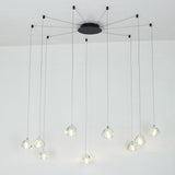 Elegant Cluster Raindrop LED Chandelier Metal and Crystal Pendant Light for Living Room