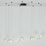 Elegant Cluster Raindrop LED Chandelier Metal and Crystal Pendant Light for Living Room