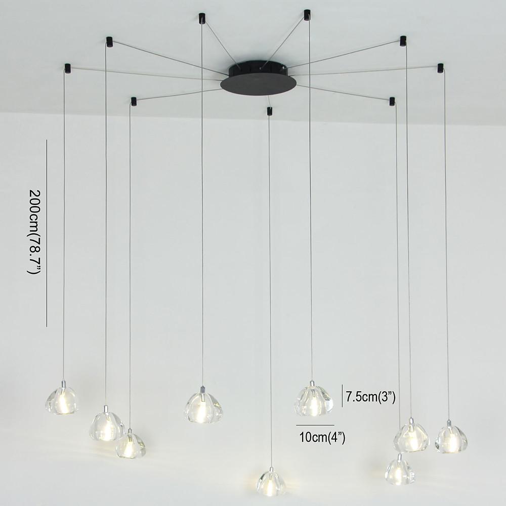 Elegant Cluster Raindrop LED Chandelier Metal and Crystal Pendant Light for Living Room