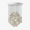 Elegant Coastal Shell Waterfall Chandelier with Cascading White Shell Discs for High Ceiling Spaces