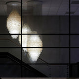 Elegant Coastal Shell Waterfall Chandelier with Cascading White Shell Discs for High Ceiling Spaces
