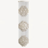 Elegant Coastal Shell Waterfall Chandelier with Cascading White Shell Discs for High Ceiling Spaces