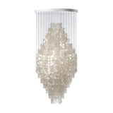 Elegant Coastal Shell Waterfall Chandelier with Cascading White Shell Discs for High Ceiling Spaces