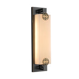 Elegant Copper Exterior Wall Sconce with Natural Marble Shade LED Waterproof Outdoor Lantern