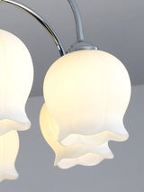 Elegant Country Floral Glass Candelabrum Chandelier in White and Chrome Finish