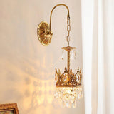 Elegant Crystal Crown Wall Sconce Luxury Interior Lighting Fixture for Hallway and Bathroom