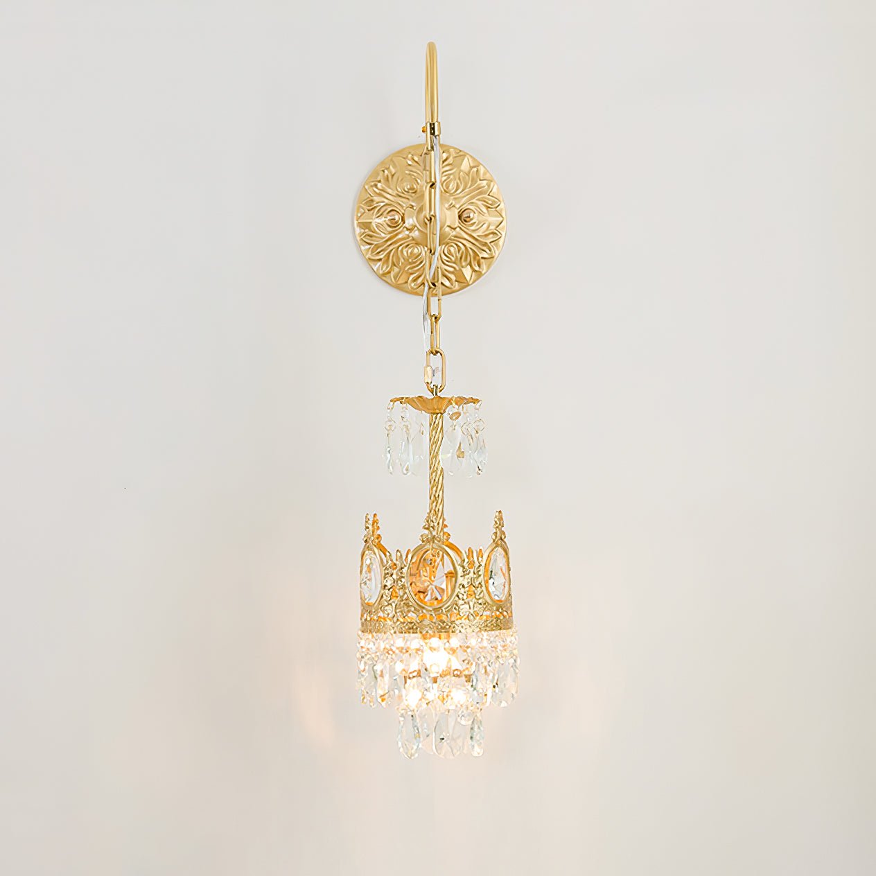 Elegant Crystal Crown Wall Sconce Luxury Interior Lighting Fixture for Hallway and Bathroom