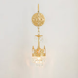 Elegant Crystal Crown Wall Sconce Luxury Interior Lighting Fixture for Hallway and Bathroom