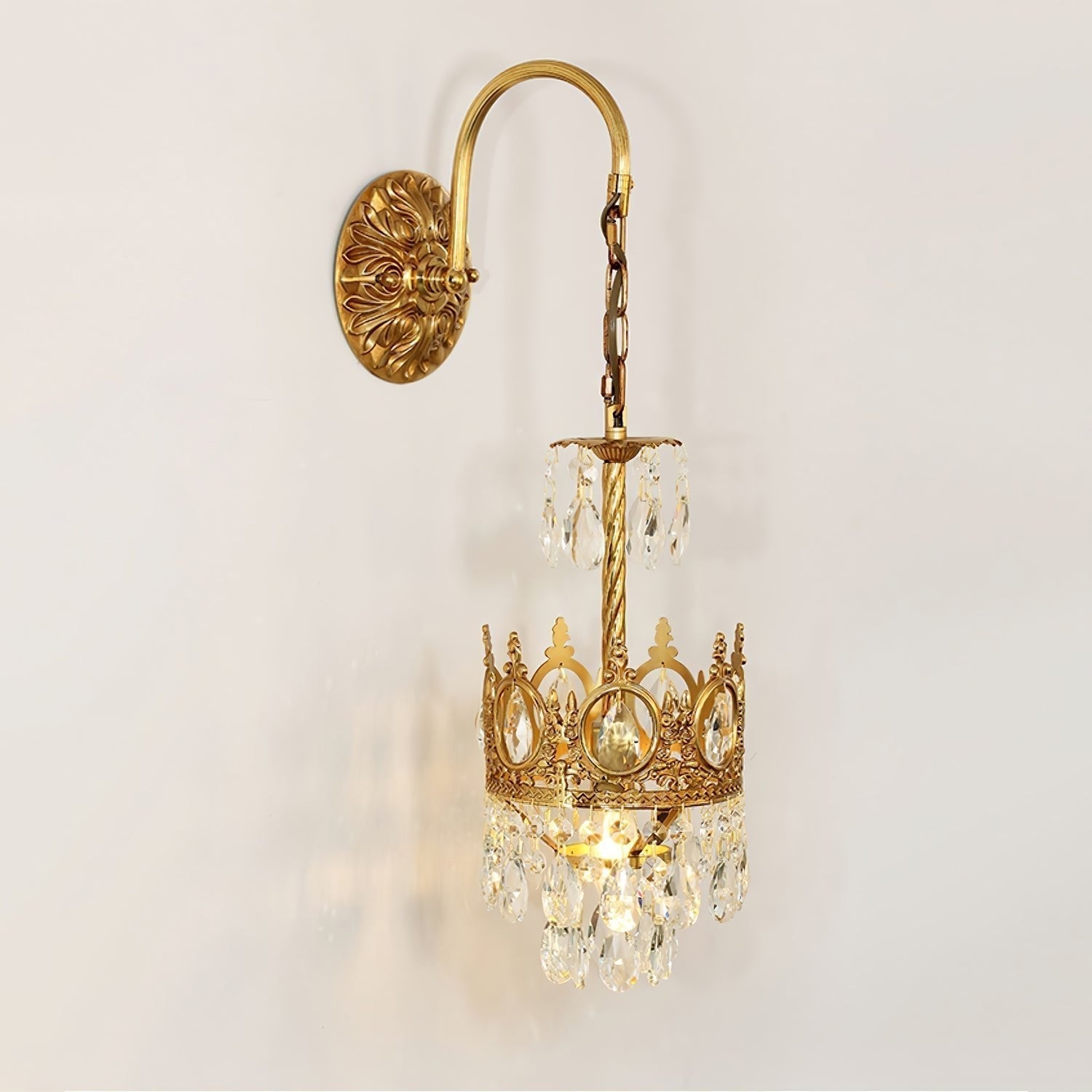 Elegant Crystal Crown Wall Sconce Luxury Interior Lighting Fixture for Hallway and Bathroom