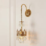 Elegant Crystal Crown Wall Sconce Luxury Interior Lighting Fixture for Hallway and Bathroom