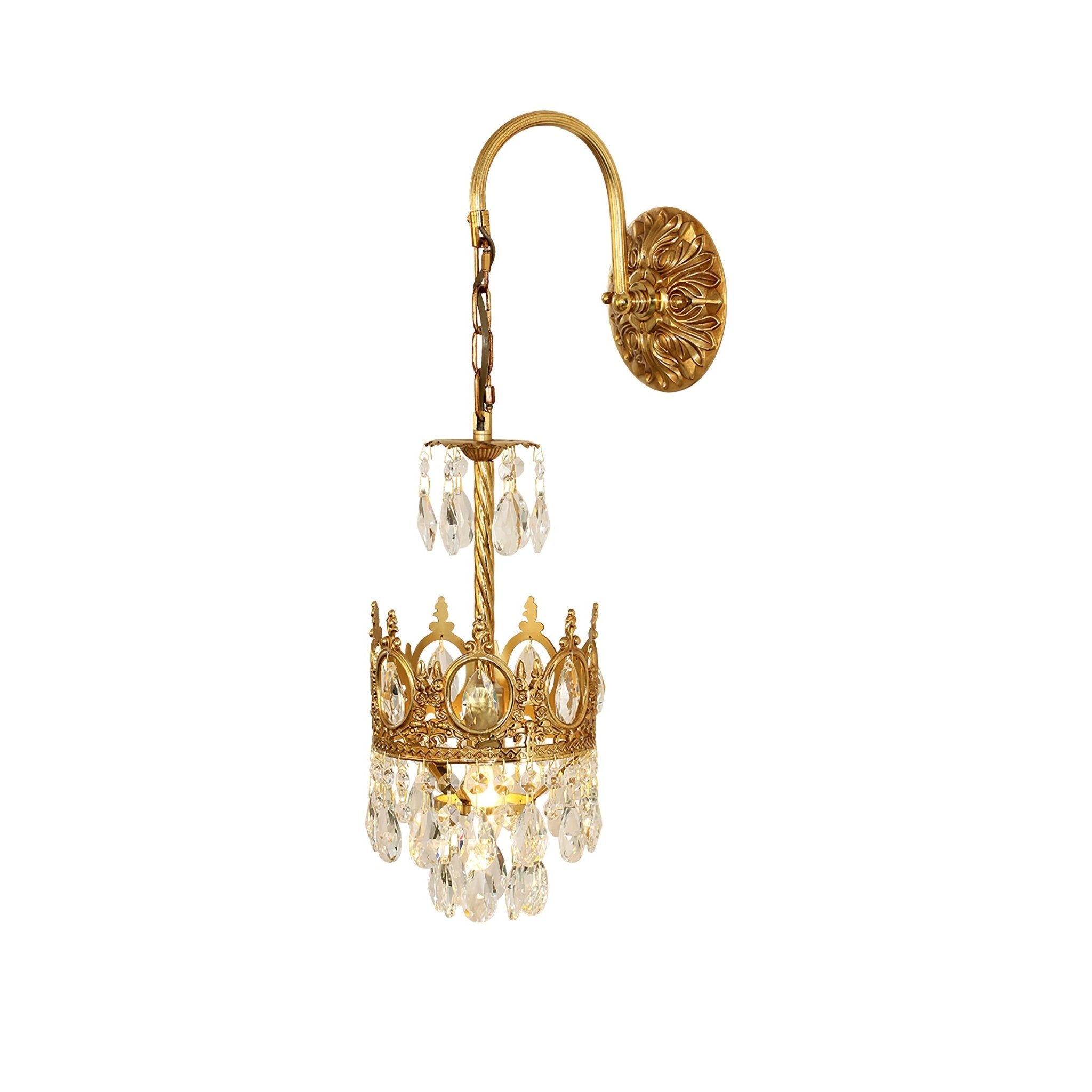 Elegant Crystal Crown Wall Sconce Luxury Interior Lighting Fixture for Hallway and Bathroom
