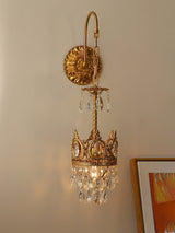 Elegant Crystal Crown Wall Sconce Luxury Interior Lighting Fixture for Hallway and Bathroom