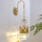 Elegant Crystal Crown Wall Sconce Luxury Interior Lighting Fixture for Hallway and Bathroom