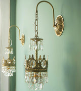 Elegant Crystal Crown Wall Sconce Luxury Interior Lighting Fixture for Hallway and Bathroom