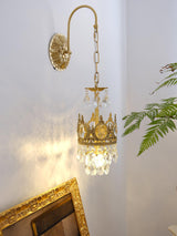 Elegant Crystal Crown Wall Sconce Luxury Interior Lighting Fixture for Hallway and Bathroom
