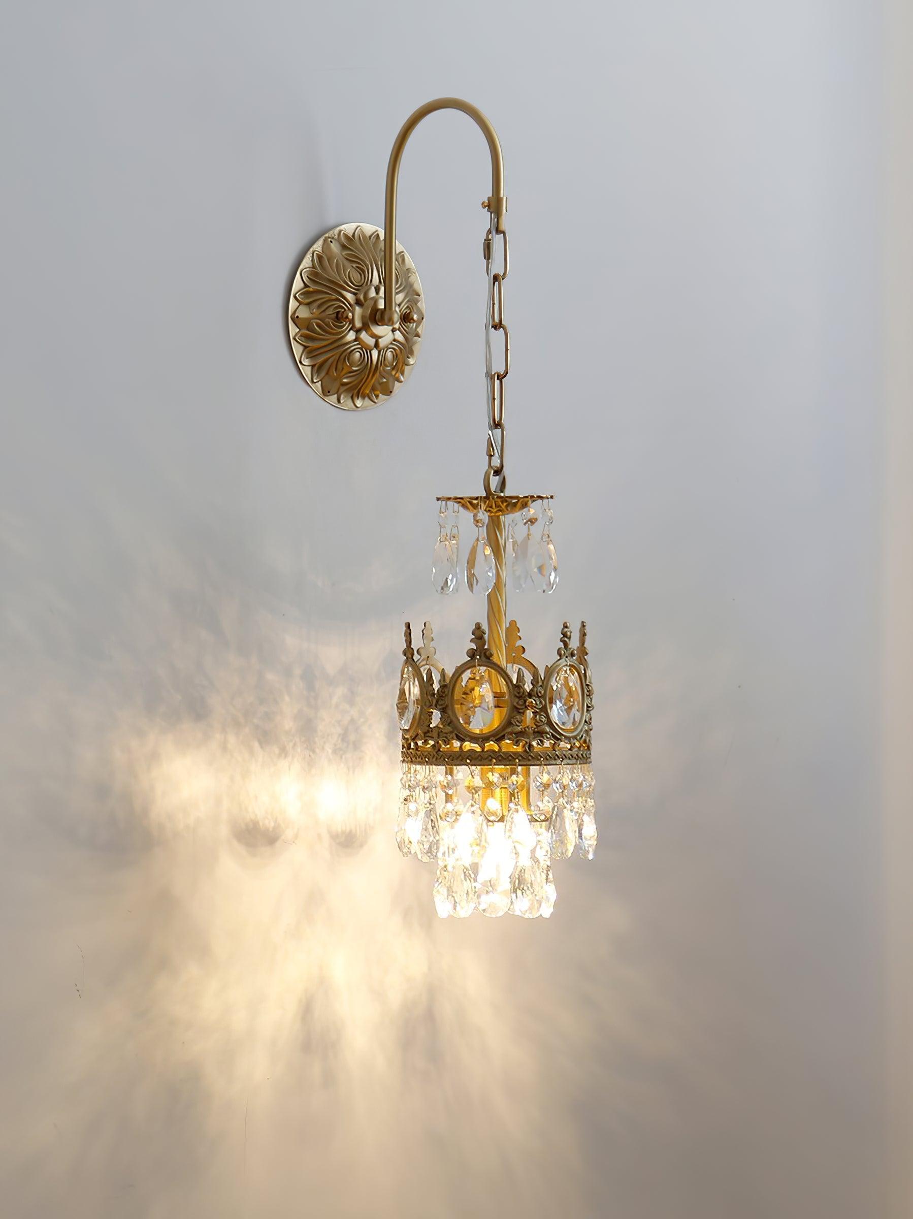 Elegant Crystal Crown Wall Sconce Luxury Interior Lighting Fixture for Hallway and Bathroom
