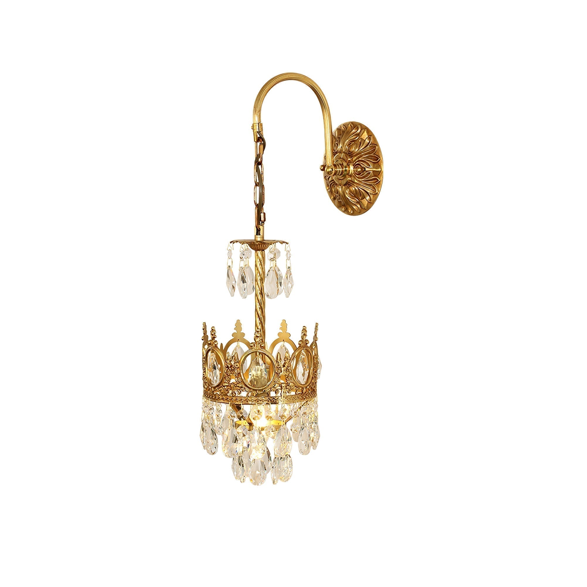 Elegant Crystal Crown Wall Sconce Luxury Interior Lighting Fixture for Hallway and Bathroom