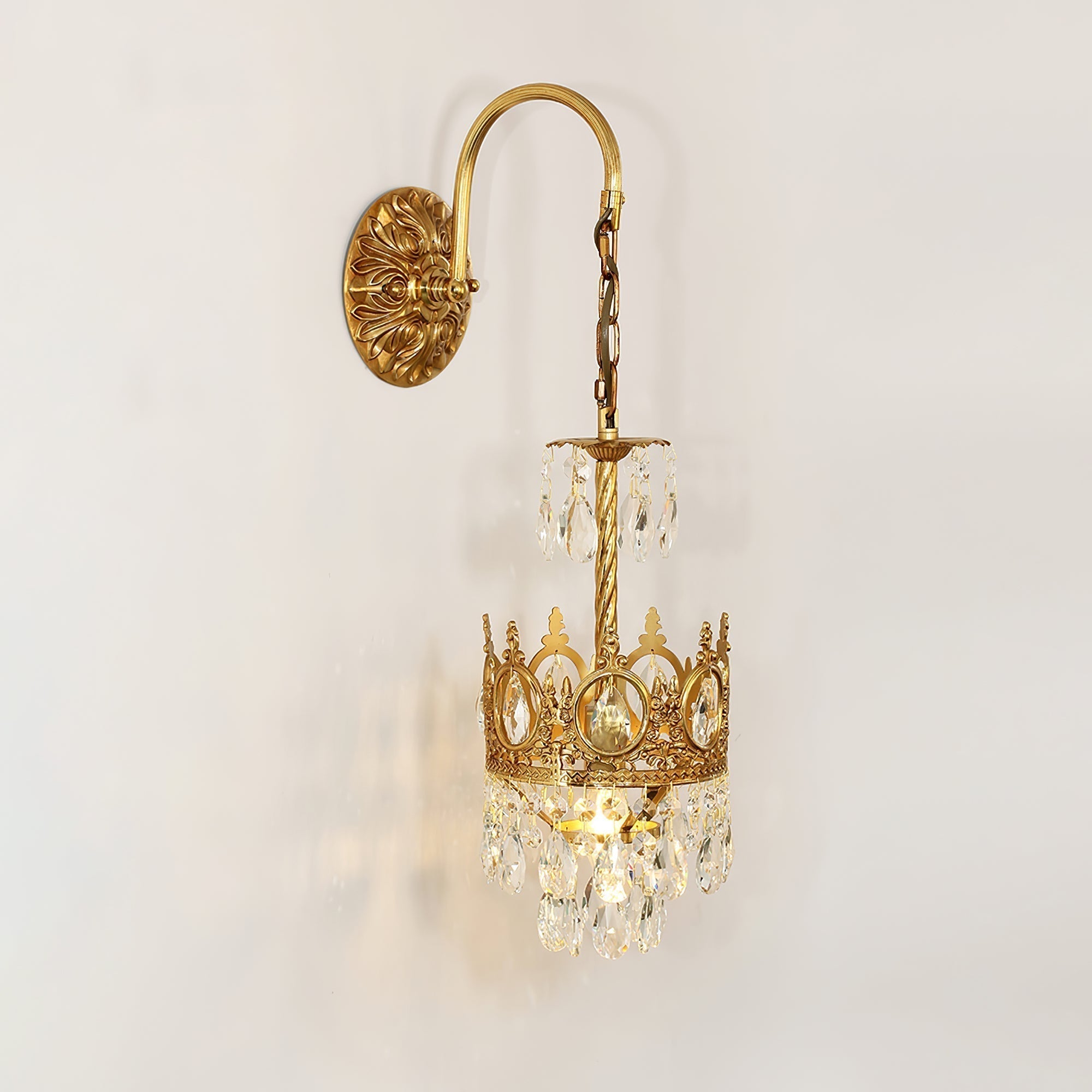 Elegant Crystal Crown Wall Sconce Luxury Interior Lighting Fixture for Hallway and Bathroom