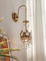 Elegant Crystal Crown Wall Sconce Luxury Interior Lighting Fixture for Hallway and Bathroom