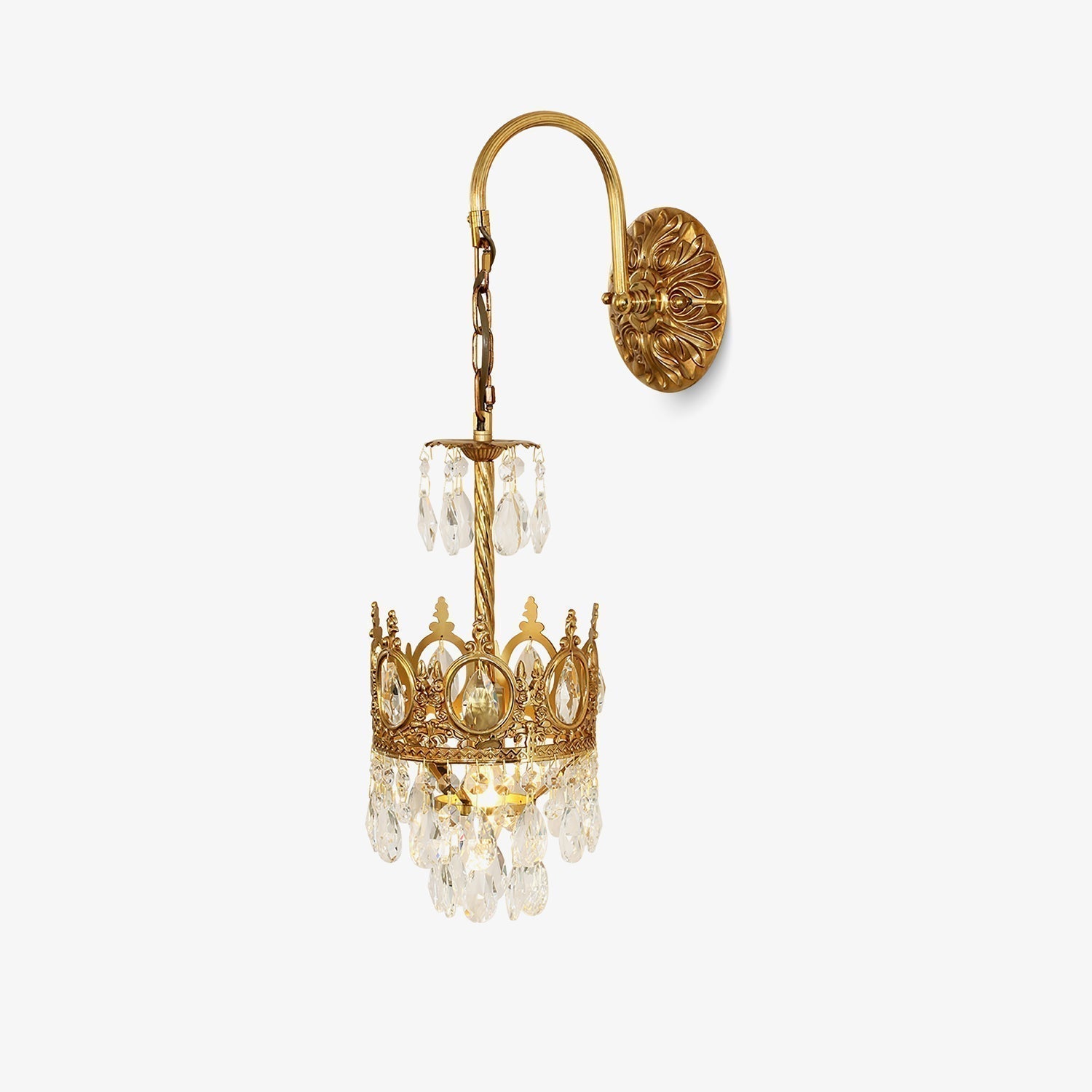 Elegant Crystal Crown Wall Sconce Luxury Interior Lighting Fixture for Hallway and Bathroom