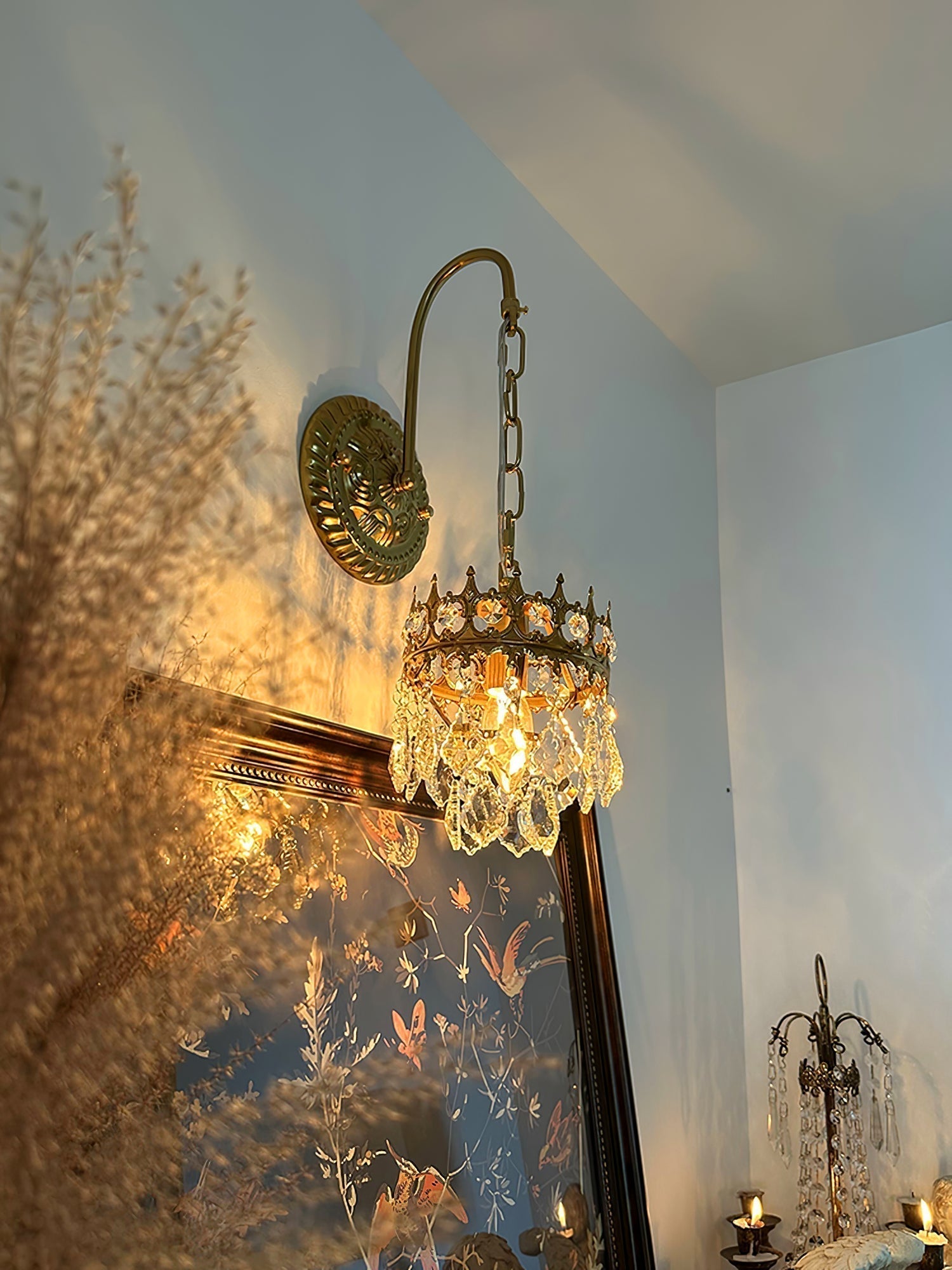 Elegant Crystal Crown Wall Sconce Set for Modern Interior Lighting