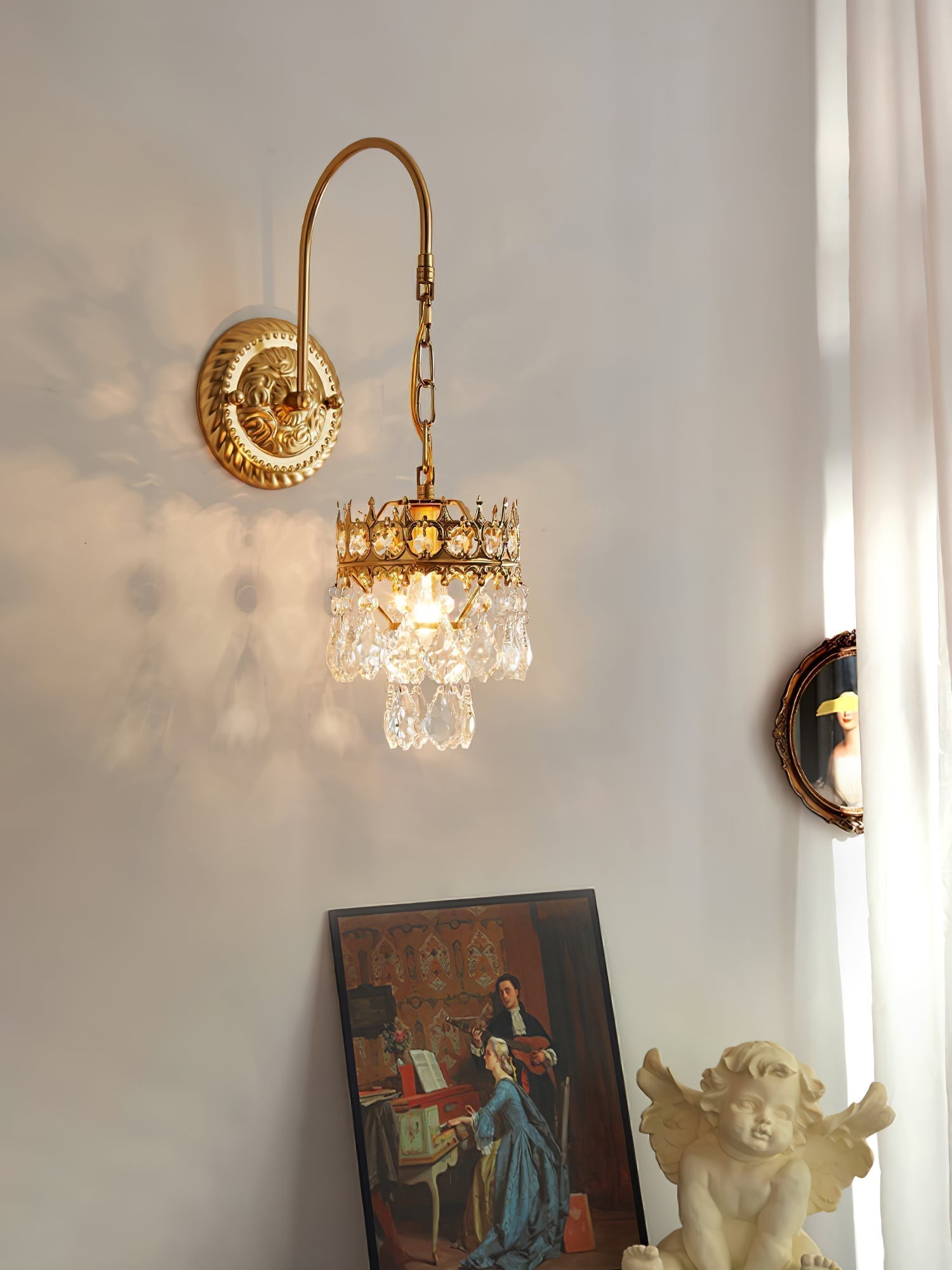 Elegant Crystal Crown Wall Sconce Set for Modern Interior Lighting