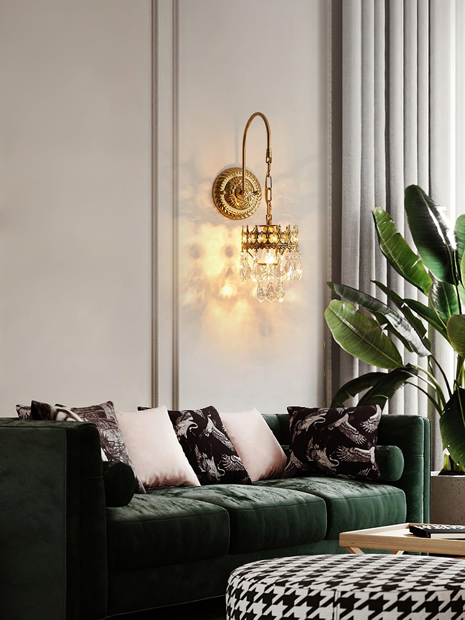 Elegant Crystal Crown Wall Sconce Set for Modern Interior Lighting