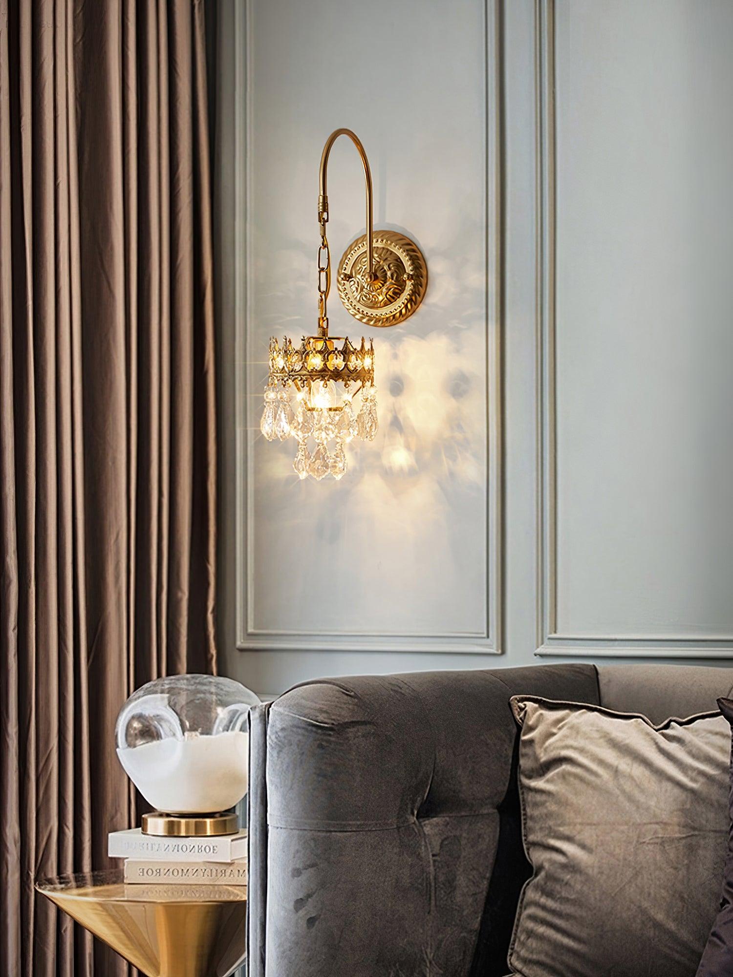 Elegant Crystal Crown Wall Sconce Set for Modern Interior Lighting