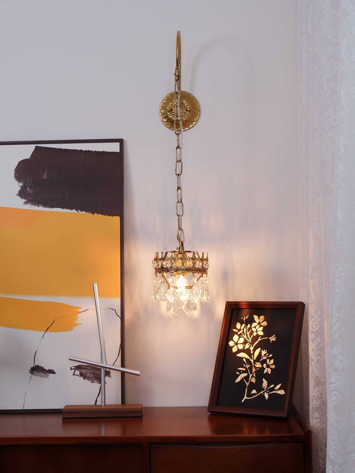 Elegant Crystal Crown Wall Sconce Set for Modern Interior Lighting