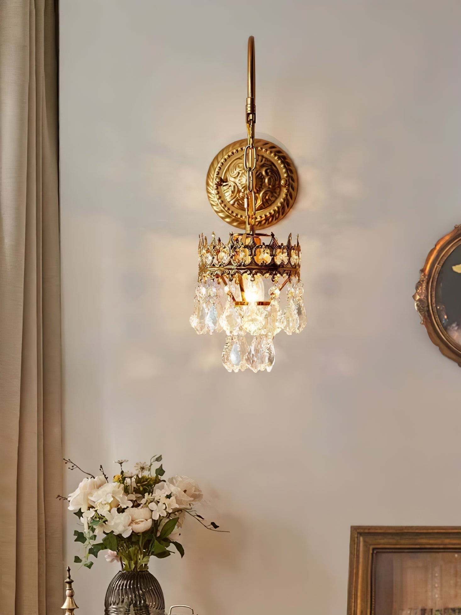 Elegant Crystal Crown Wall Sconce Set for Modern Interior Lighting