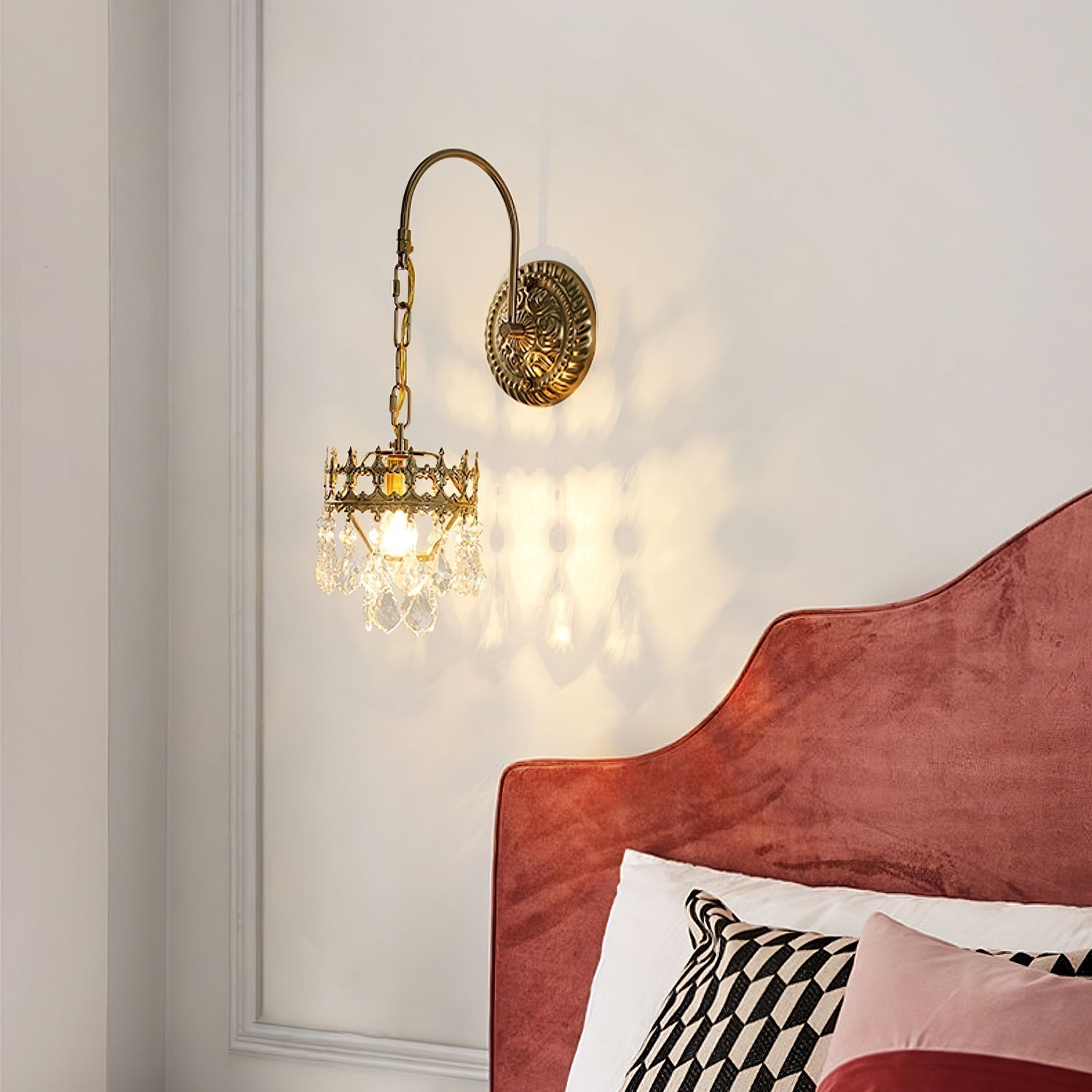 Elegant Crystal Crown Wall Sconce Set for Modern Interior Lighting