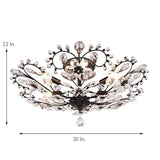 Elegant Crystal Flower LED Ceiling Light Modern 6 Light Flush Mount Chandelier for Living Room