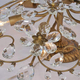 Elegant Crystal Flower LED Ceiling Light Modern 6 Light Flush Mount Chandelier for Living Room