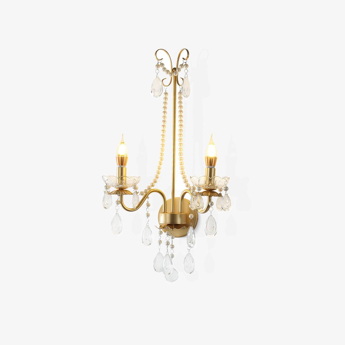 Elegant Crystal Pearl Chain Wall Sconce Decorative Indoor Lighting for Bedroom and Living Room