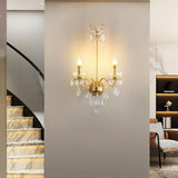Elegant Crystal Pearl Chain Wall Sconce Decorative Indoor Lighting for Bedroom and Living Room