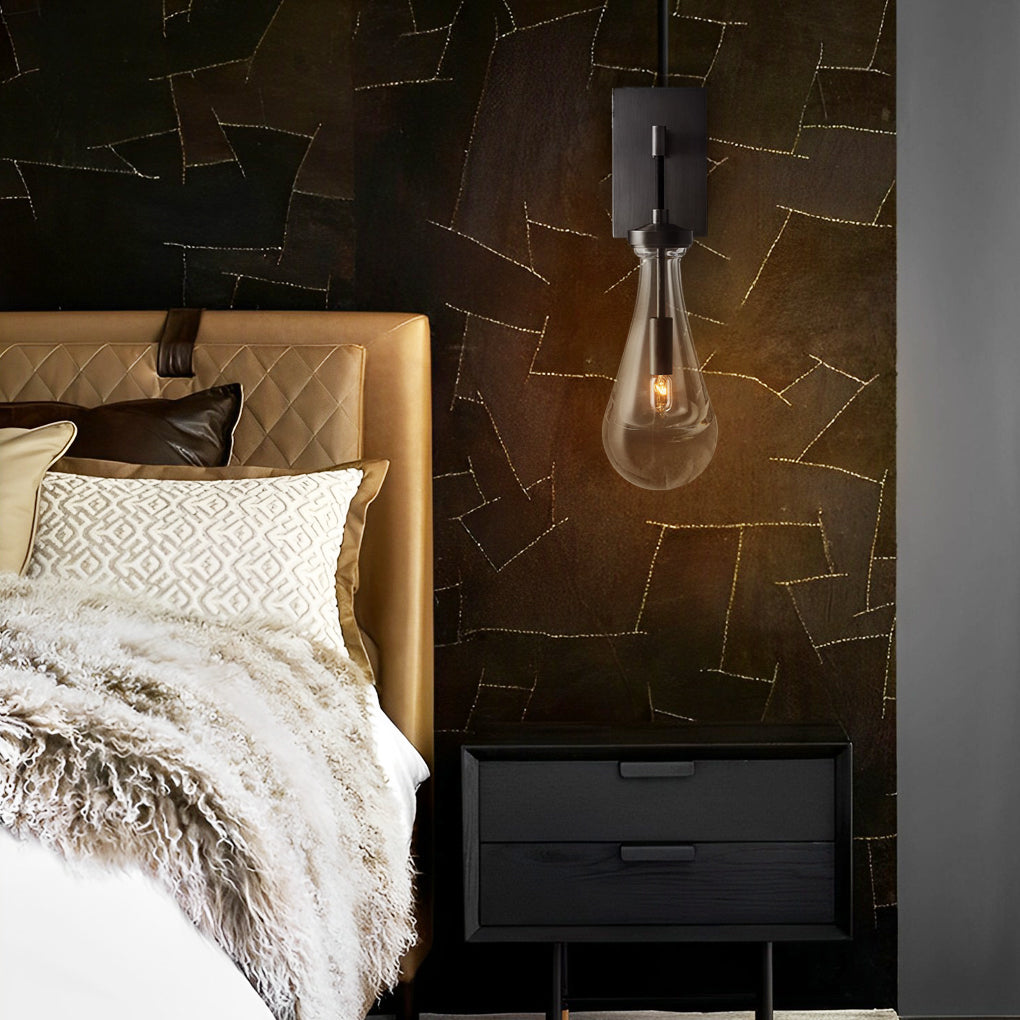 Elegant Crystal Water Drop Wall Sconce Modern Copper Sconce Light for Bedside