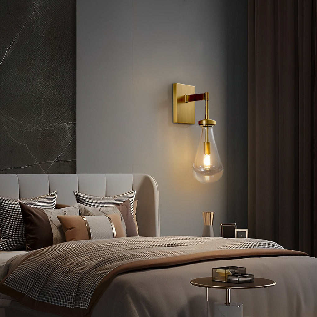 Elegant Crystal Water Drop Wall Sconce Modern Copper Sconce Light for Bedside
