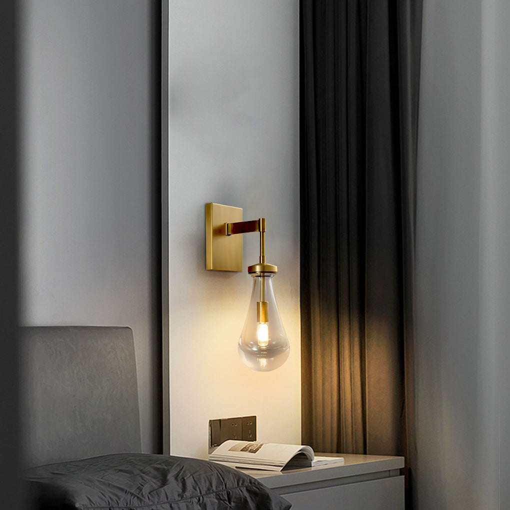 Elegant Crystal Water Drop Wall Sconce Modern Copper Sconce Light for Bedside