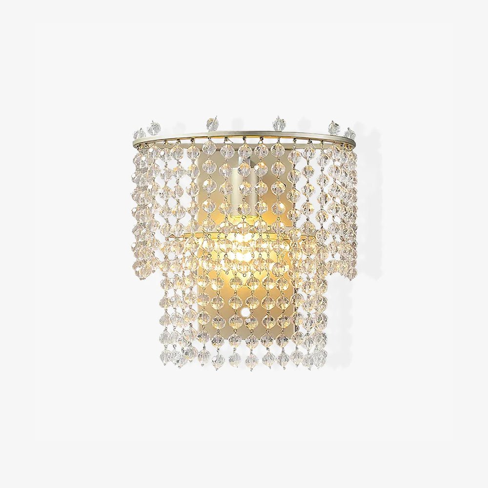 Elegant Crystal Waterfall Wall Sconce Set of 2 in Gold Finish for Luxury Interior Decor