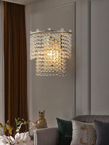 Elegant Crystal Waterfall Wall Sconce Set of 2 in Gold Finish for Luxury Interior Decor