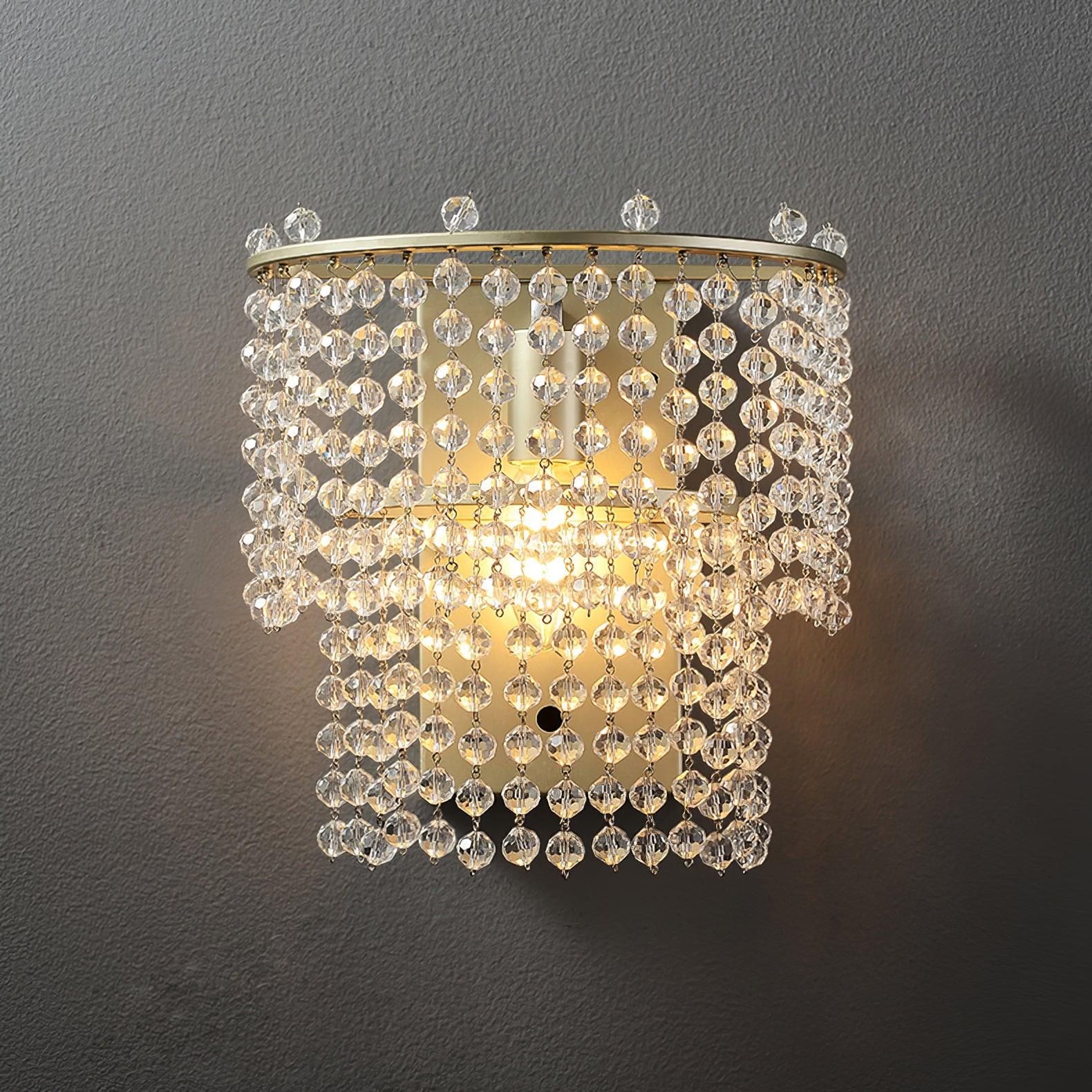 Elegant Crystal Waterfall Wall Sconce Set of 2 in Gold Finish for Luxury Interior Decor