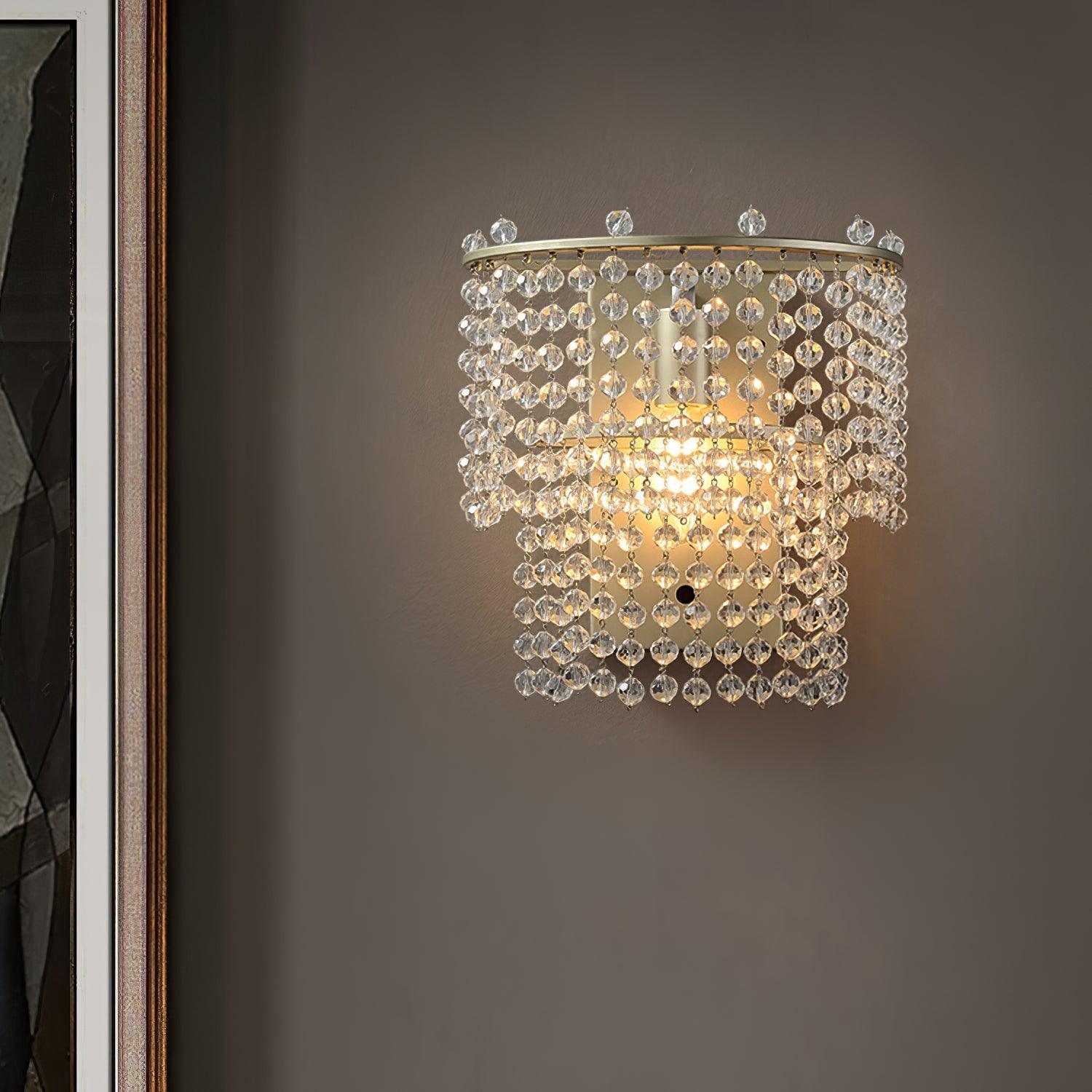 Elegant Crystal Waterfall Wall Sconce Set of 2 in Gold Finish for Luxury Interior Decor