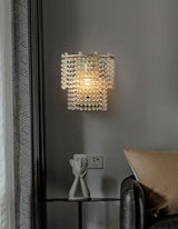 Elegant Crystal Waterfall Wall Sconce Set of 2 in Gold Finish for Luxury Interior Decor