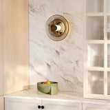 Elegant Double Layer Round Glass LED Wall Sconce with Electroplated Metal Frame for Modern Interiors